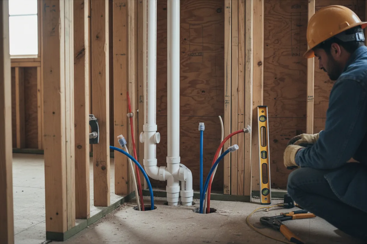 Drain and supply rough-in during Drain Cleaning in New Derry
